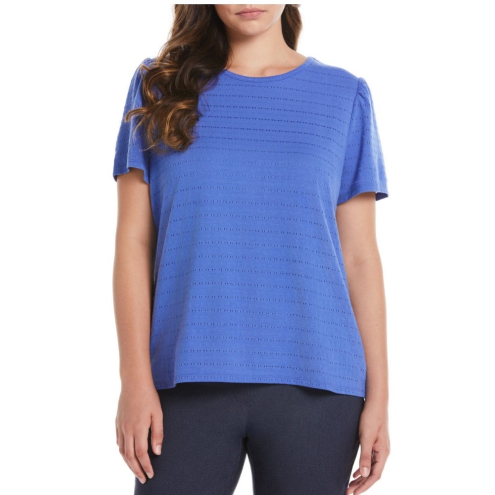Rafaella Ladies Eyelet Top -  Amparo Blue - Size XL - NWT
